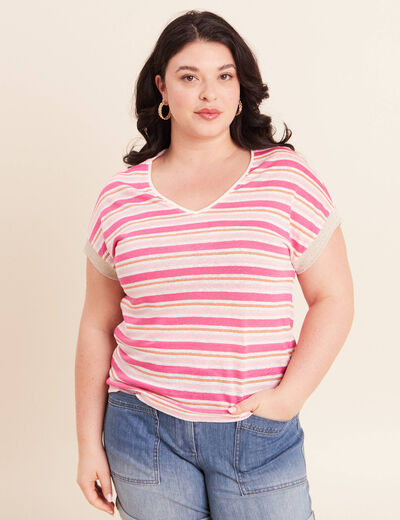 T-shirt manches courtes rose femme