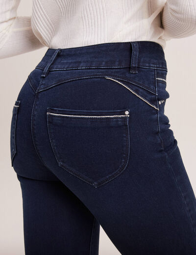 Jean coupe ajust&eacute;e 7/8&egrave;me taille haute denim brut femme