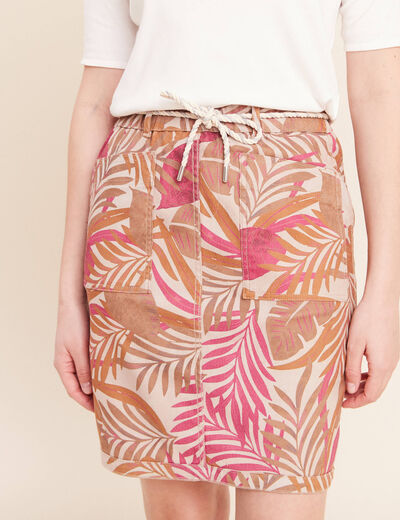 Jupe droite r&eacute;versible marron femme