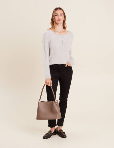 Pull manches longues gris clair femme