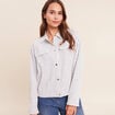Chemise fluide manches longues bleu femme