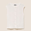 Gilet ajour&eacute; droit court col rond ecru femme
