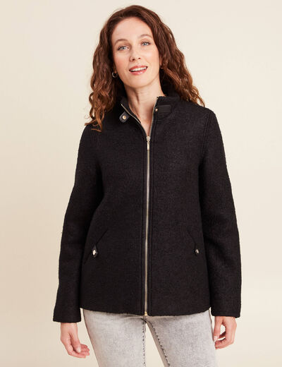 Manteau doubl&eacute; avec capuche noir femme