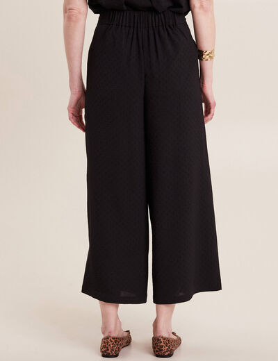 Pantalon large élastiqué noir femme