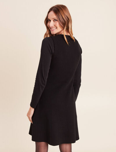 Robe courte &eacute;vas&eacute;e col v sans manches noir femme