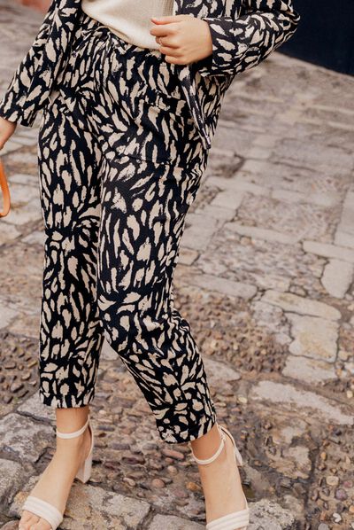 Pantalon flou à coulisse noir femme
