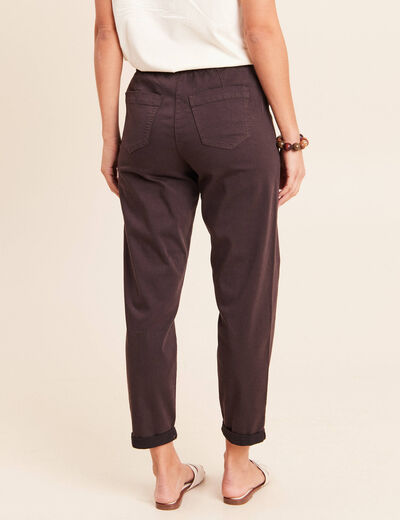 Pantalon coupe mom 7/8&egrave;me marron fonc&eacute; femme