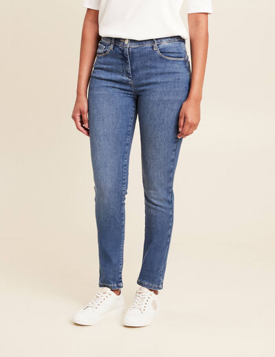 Jean magique L'Unique coupe ajust&eacute;e denim double stone femme