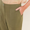 Pantalon large 7/8&egrave;me taille haute vert kaki femme