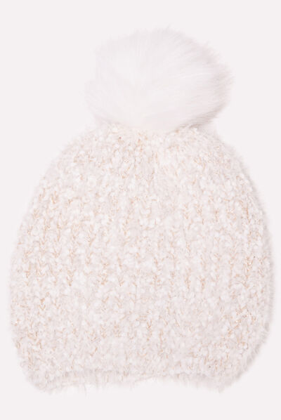 Lot bonnet et écharpe ecru femme