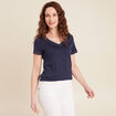 T-shirt manches courtes bleu marine femme