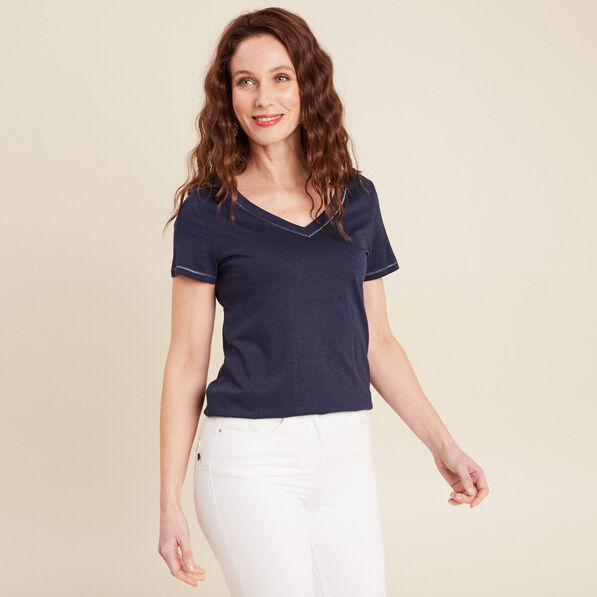 T-shirt manches courtes bleu marine femme
