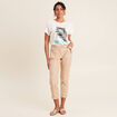 Pantalon ajusté 7/8ème beige femme