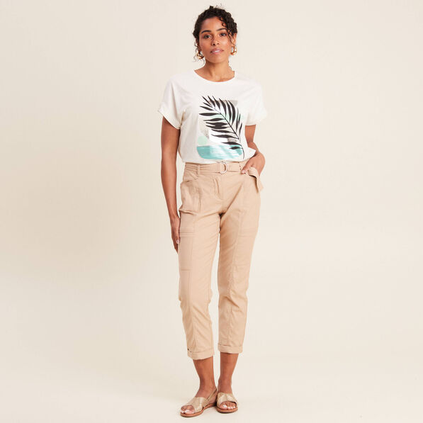 Pantalon ajusté 7/8ème beige femme