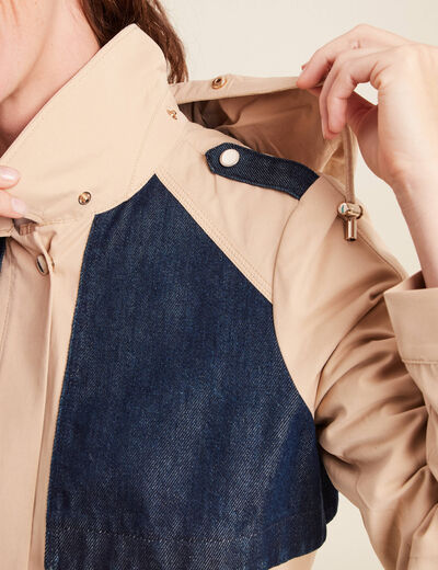 Trench d&eacute;perlant avec capuche doubl&eacute; beige femme