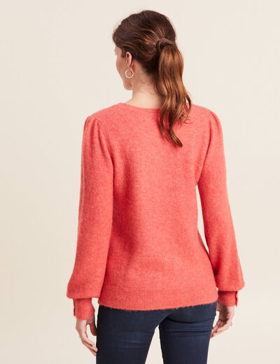 Pull manches longues rouge corail femme