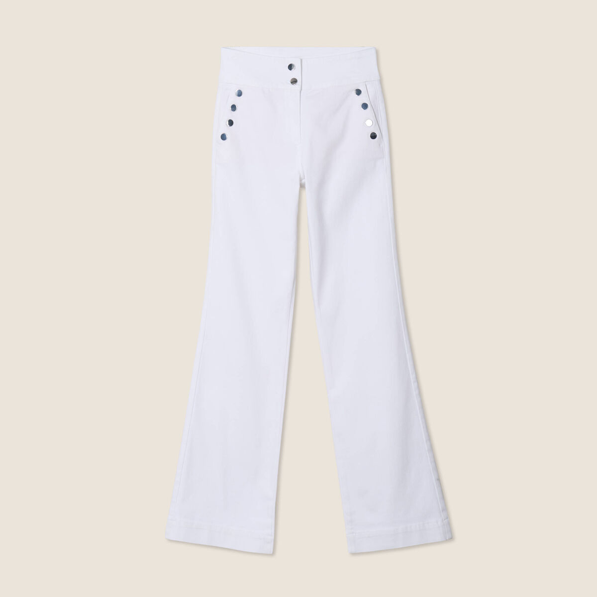 Pantalon coupe bootcut &agrave; pont blanc femme