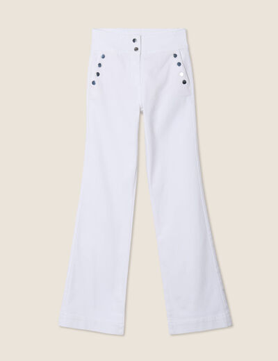 Pantalon coupe bootcut &agrave; pont blanc femme