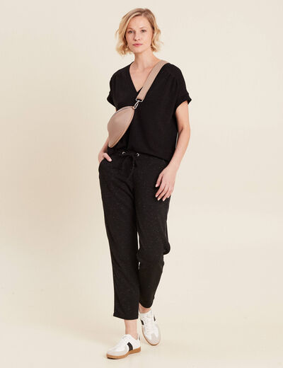 Pantalon jogging 7/8ème noir femme