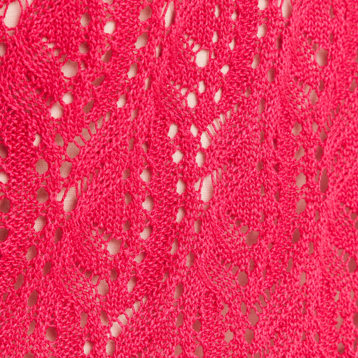 Pull manches 3/4 ajouré rose fushia femme