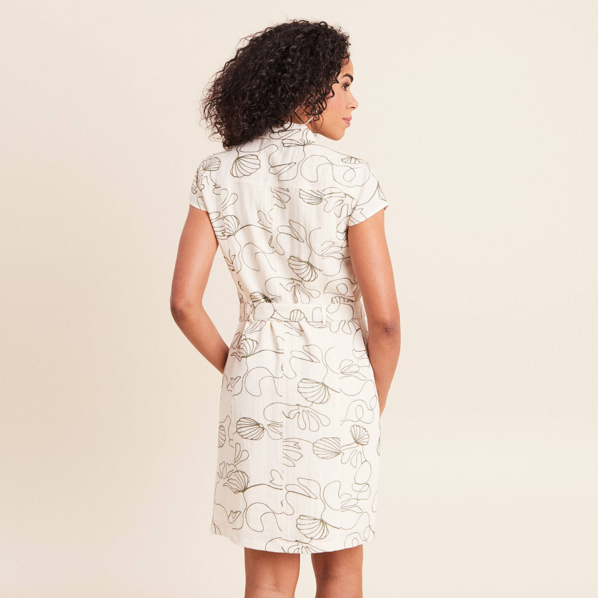 Robe droite courte manches tr&egrave;s courtes vert femme