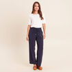 Pantalon large bleu marine femme