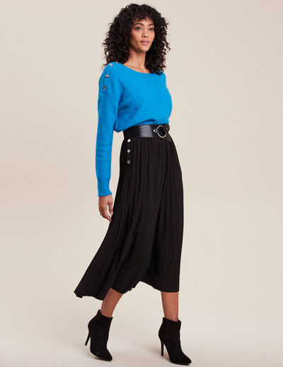 Pull manches longues bleu femme