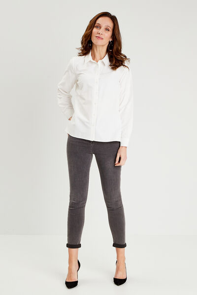 Chemise manches longues ecru femme