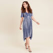 Robe longue &eacute;vas&eacute;e bleu ciel femme
