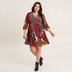 Robe évasée fluide manches 3/4 multicolore femme