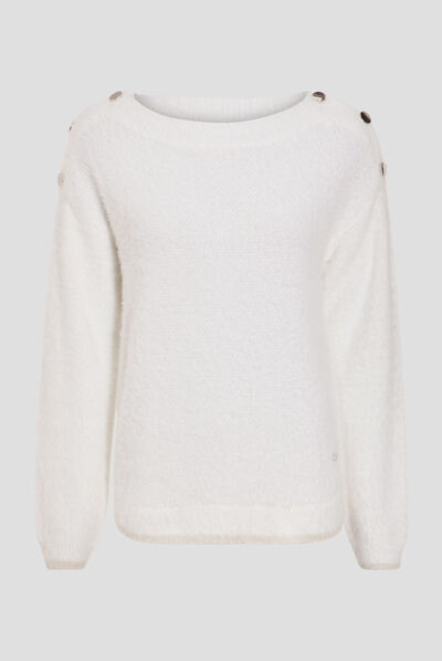 Pull manches longues ecru femme
