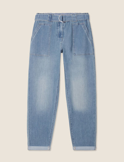 Jean paperbag 7/8ème denim double stone femme