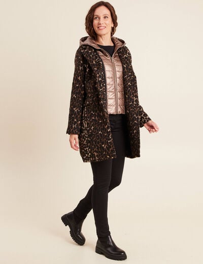 Manteau 2 en 1 droit doubl&eacute; creme femme