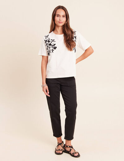 Pantalon coupe mom 7/8&egrave;me noir femme