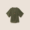 Blouse ample col v manches courtes vert kaki femme