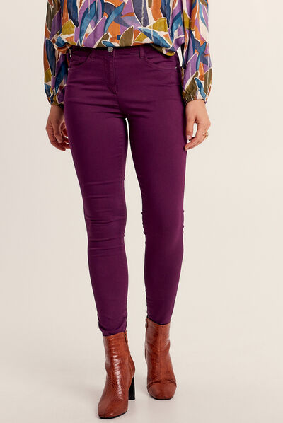 Pantalon léger taille standard 7/8ème violet foncé femme