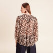 Blouse ample col v en voile manches 3/4 noir femme