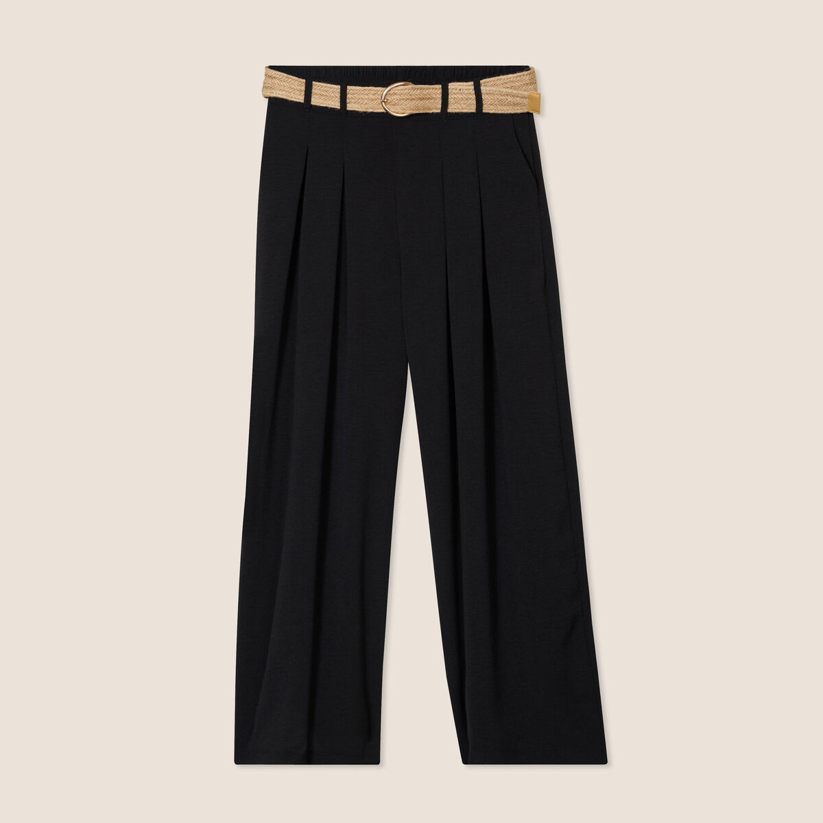 Pantalon jupe-culotte large noir femme