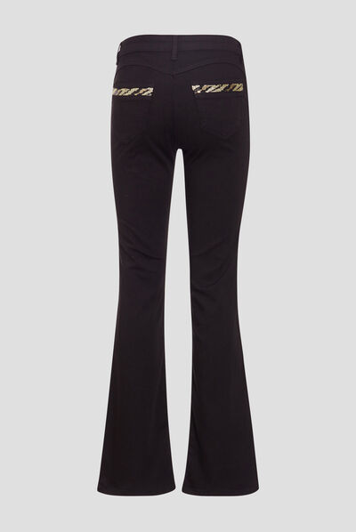 Pantalon bootcut avec sequins noir femme