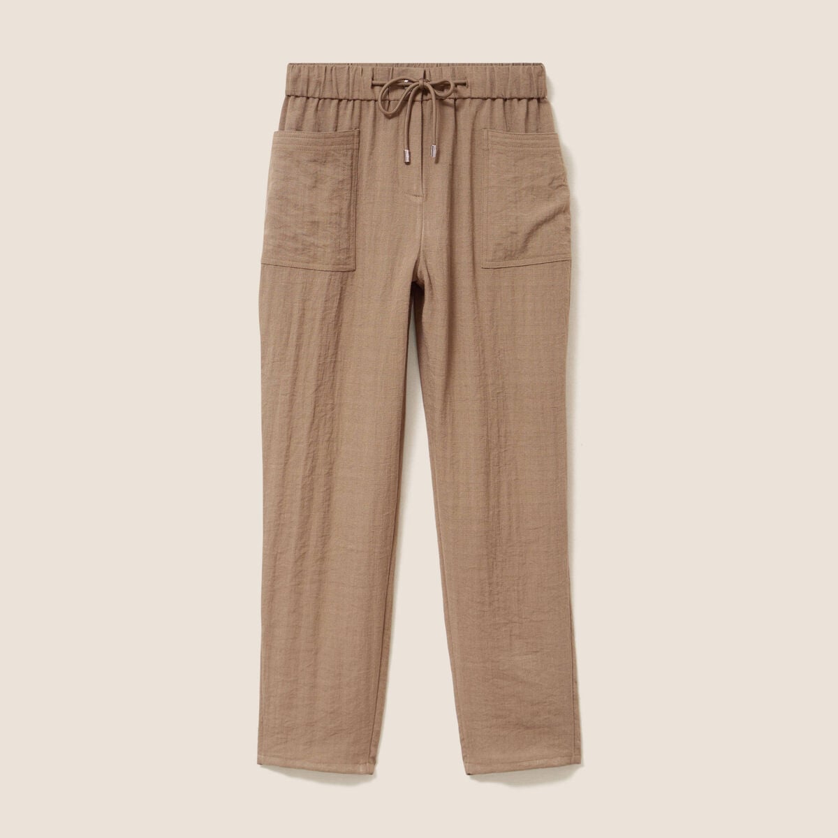 Pantalon mom 7/8&egrave;me en coton vert kaki femme