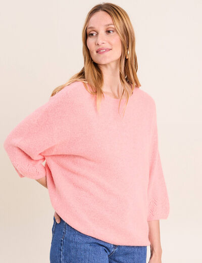 Pull manches coudes rose femme