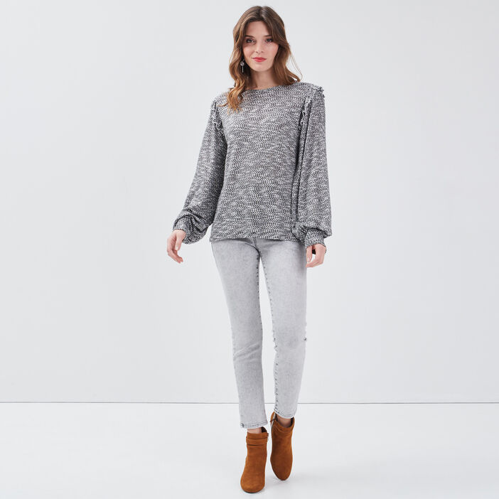 T-shirt manches longues gris foncé femme