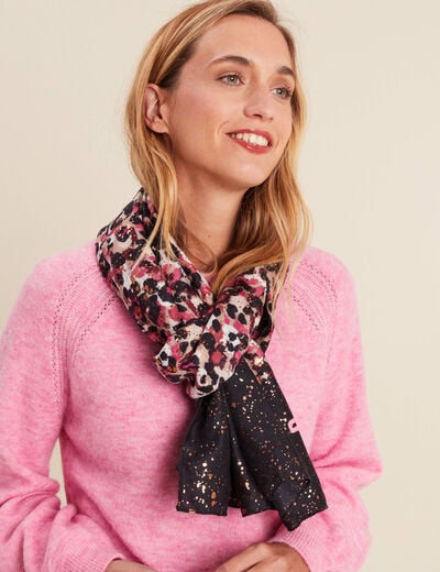 Foulard imprim&eacute; en polyester recycl&eacute; bordeaux femme