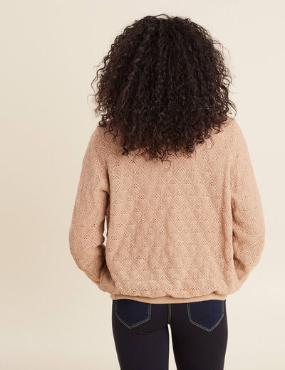 Gilet réversible ajouré sable femme