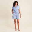 Chemise droite courte manches courtes bleu clair femme