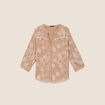 Blouse col tunisien manches 3/4 beige femme