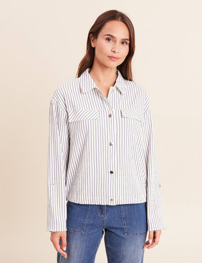 Chemise fluide manches longues bleu femme
