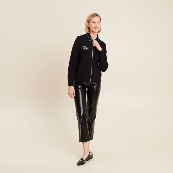 gilet zippe manches longues noir femme Gilet zippé manches longues noir femme