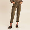 Pantalon coupe mom 7/8&egrave;me vert kaki femme