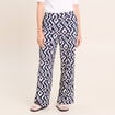 Pantalon large taille haute bleu femme